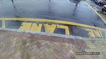 Perky Blonde Amateur Gets Paid For Outdoor Public Blowjob In POV.