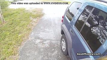 Perky Blonde Amateur Gets Paid For Outdoor Public Blowjob In POV.