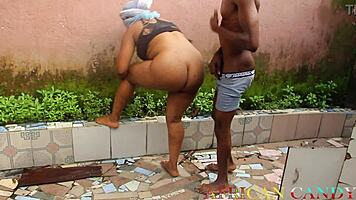 fucked my neighbor outdoor with big cock doggystyle, what a cumshot