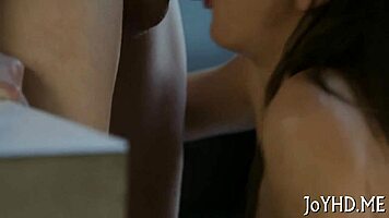 this teen babe sits on a monster cock eagerly