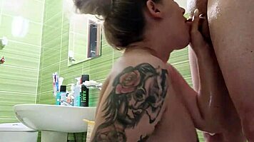 old man enjoys deepthroat and sex with young blonde big tits girl