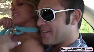 three mature blondes demand cunt fucking from a young stud in group hd