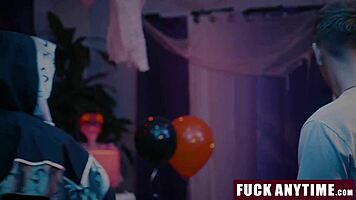 teen fucked by stepbros at halloween party 😈