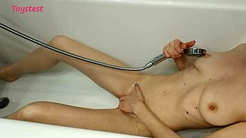 Young milf showers while boyfriend films her wet body