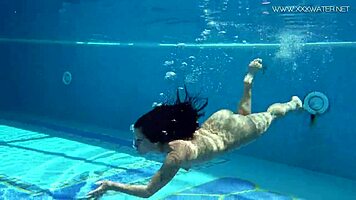 Jessica Lincoln, tatted Russian teen, bares small tits by pool