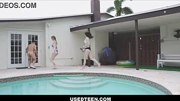 Hey, check out Ivy Reid getting used by her stepsister outdoors.