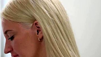 Charming teen Anna Riv gives a blowjob and rides in cowgirl before a facial.