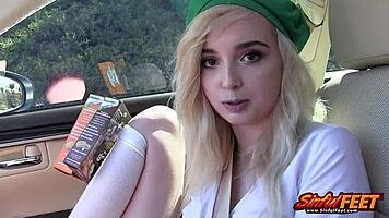 Lexi Lore pulls her pink panties to the side so he can slip his dick in