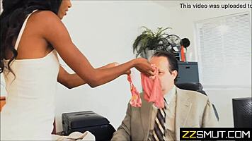 Young Ebony Employee Gets Intense Fucking From Old White Boss In Office