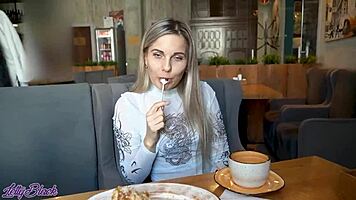 Hey Letty Black, feeling that remote vibrator in a crowded cafe?