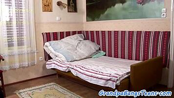 Young European girl gets hot fling with a retired sailor