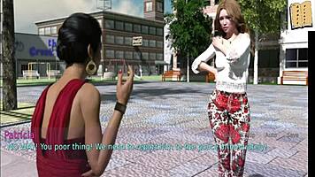 Is the wife watching her stepmother with the teen?