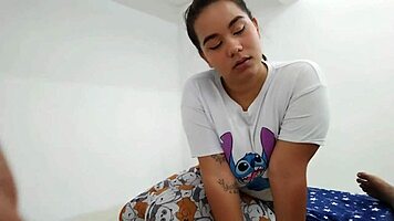 Horny babe deepthroats monster cock homemade