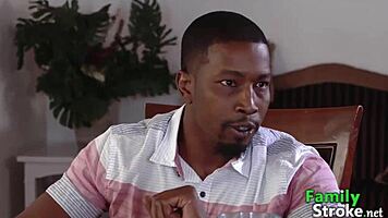 The wife cheats with friend at black dinner orgy in HD.