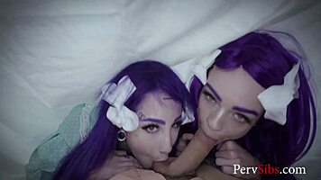 Hot sisters Jessae Rosae and Val Steele bang on Halloween