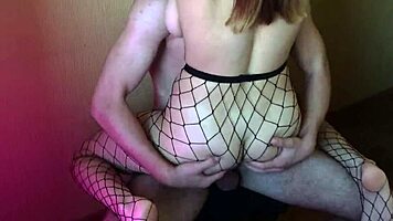 i fucked a juicy ass in pantyhose mesh stockings, cumshot on big tits