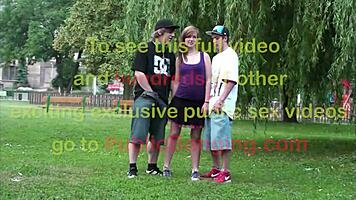 Young Alexis Crystal banged in public street threesome