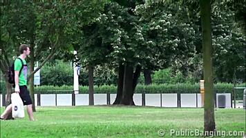 Young Alexis Crystal banged in public street threesome