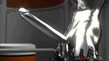 Sci-Fi Base Camp Male Android Plays With A Sexy Ebony On The Exoplanet