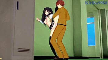 Want to see Saber and Rin fuck Shirou?