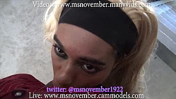 Ebony teen sucks stepdad's BBC outdoors