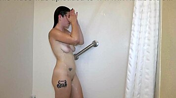 Busty teen daydreams of stepdaddy in shower