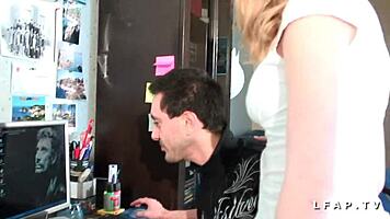 Petite European student explores amateur adventures in a suggestive scene