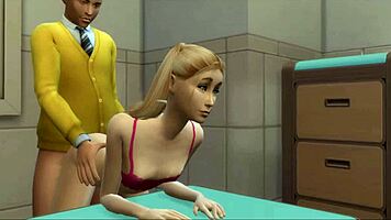 Teacher fucks teen student in classroom, licking pussy and assfucking.