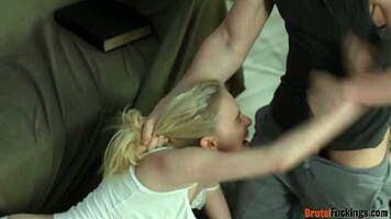 Teen amateur gets dominated hard. Throatfucked and ridden rough in wild doggystyle session.