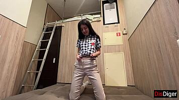 Caught a stranger masturbating at Fake Hostel. Ended up fucking her sideways for a quickie.