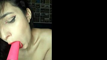 Enjoying cum from a large penis