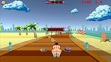 just chilling with roller babe in hentai game ep 3, outdoor gangbang with bbc and bwc