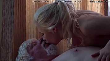 Grandpa intriguingly fucks petite teen 18+ and spits cum during massage
