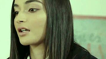 emily willis contrasts with india summers in intense pussy tribbing, legs spread wide