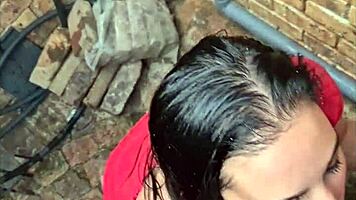 getting cock sucked after piss facial in back alley