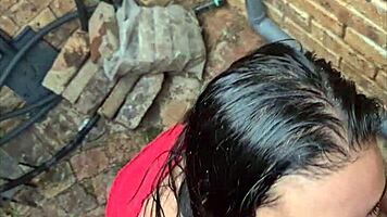 getting cock sucked after piss facial in back alley