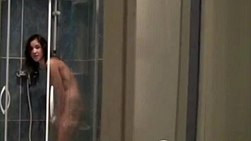 teen rubbing in shower bath