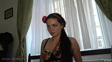 Teen shows tiny thong under skirt in upskirt tease