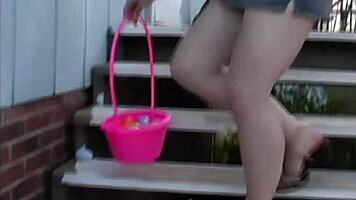 petite babe flashes tits under skirt with upskirt panties and thong