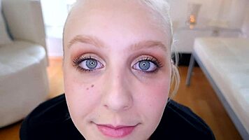 Brittney cooper, 19, gives no-hands blowjob to huge cock in POV. She swallows huge load of cum eagerly.