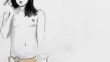 Asian big ass model shows hot pussy after posing