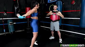 Sexy And Fit Babe Demonstrates Some Wrestling Moves