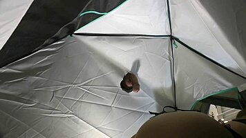 Hot babysitter sucks big cock in tent