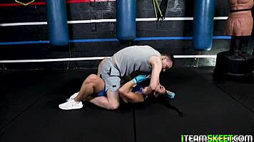 Sexy And Fit Babe Demonstrates Some Wrestling Moves