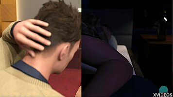 Entrepreneur roleplays fucking brunette teen in bathroom with big tits