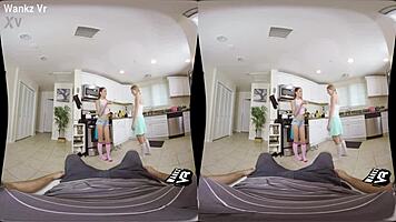 Sorority initiation with Alyce Anderson and Brooke Haze featuring blowjob, wanking, and monster cock in POV.