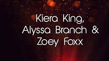 Lesbian trio Kiera, Alyssa, and Zoey dildo bang hard