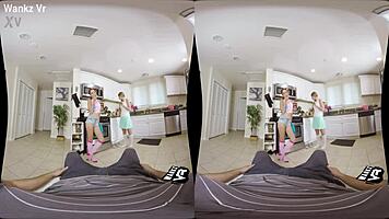 Sorority initiation with Alyce Anderson and Brooke Haze featuring blowjob, wanking, and monster cock in POV.