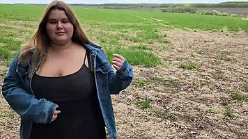 bbw student in short skirt sucked teacher off in park for grades, cum everywhere on big tits 😍