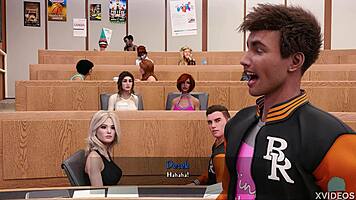 Horny college teen admires teacher's big tits and ass in POV